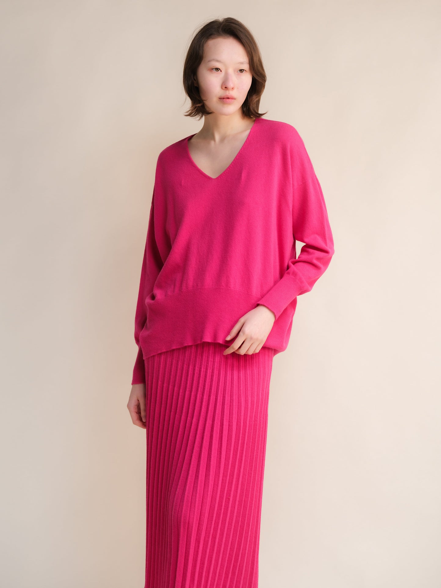 Cashmere Mix Maxi V-Neck Sweater-9
