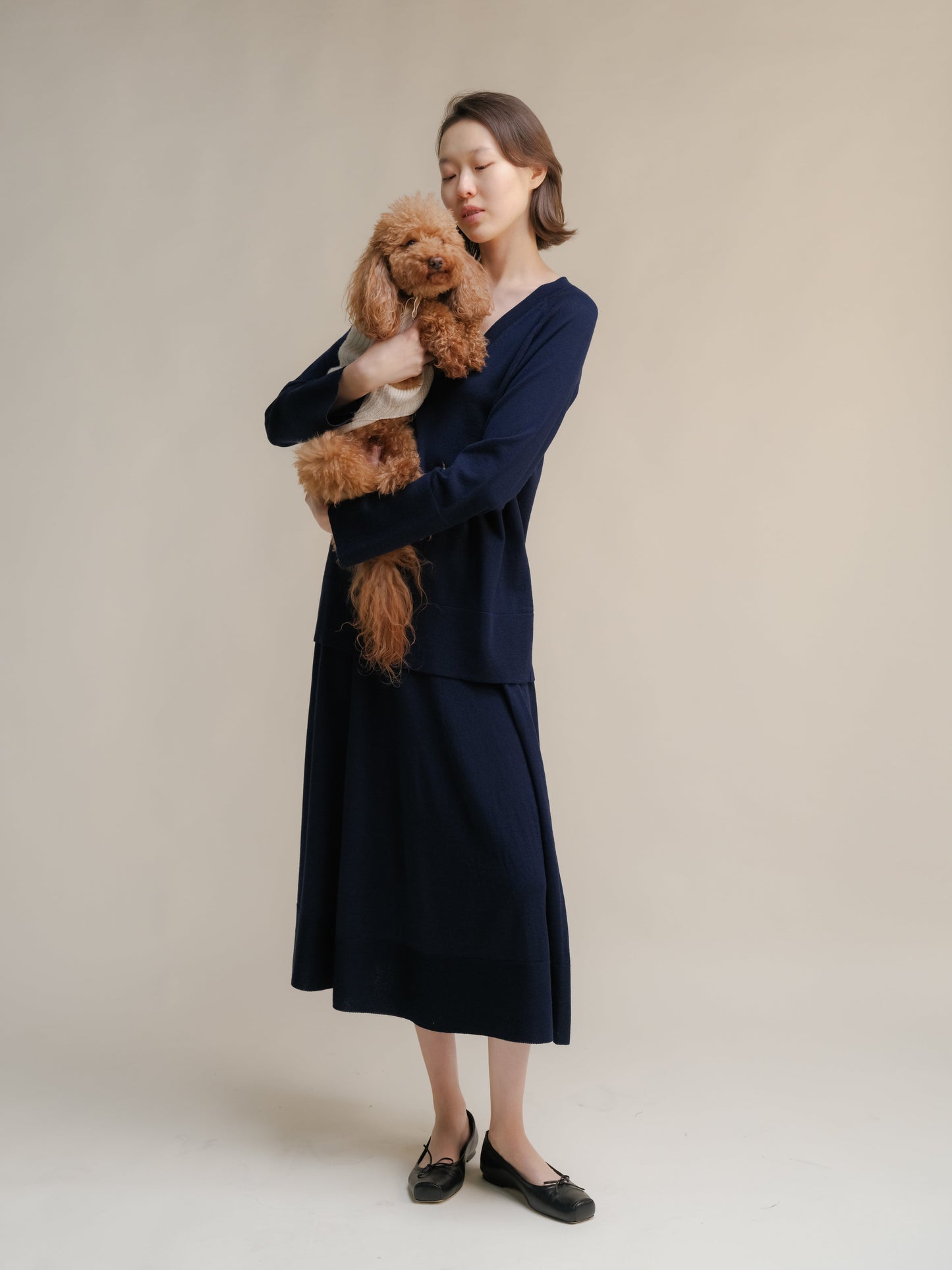 Extra Fine Merino Wool A-Line Skirt (3D-Knit)-9