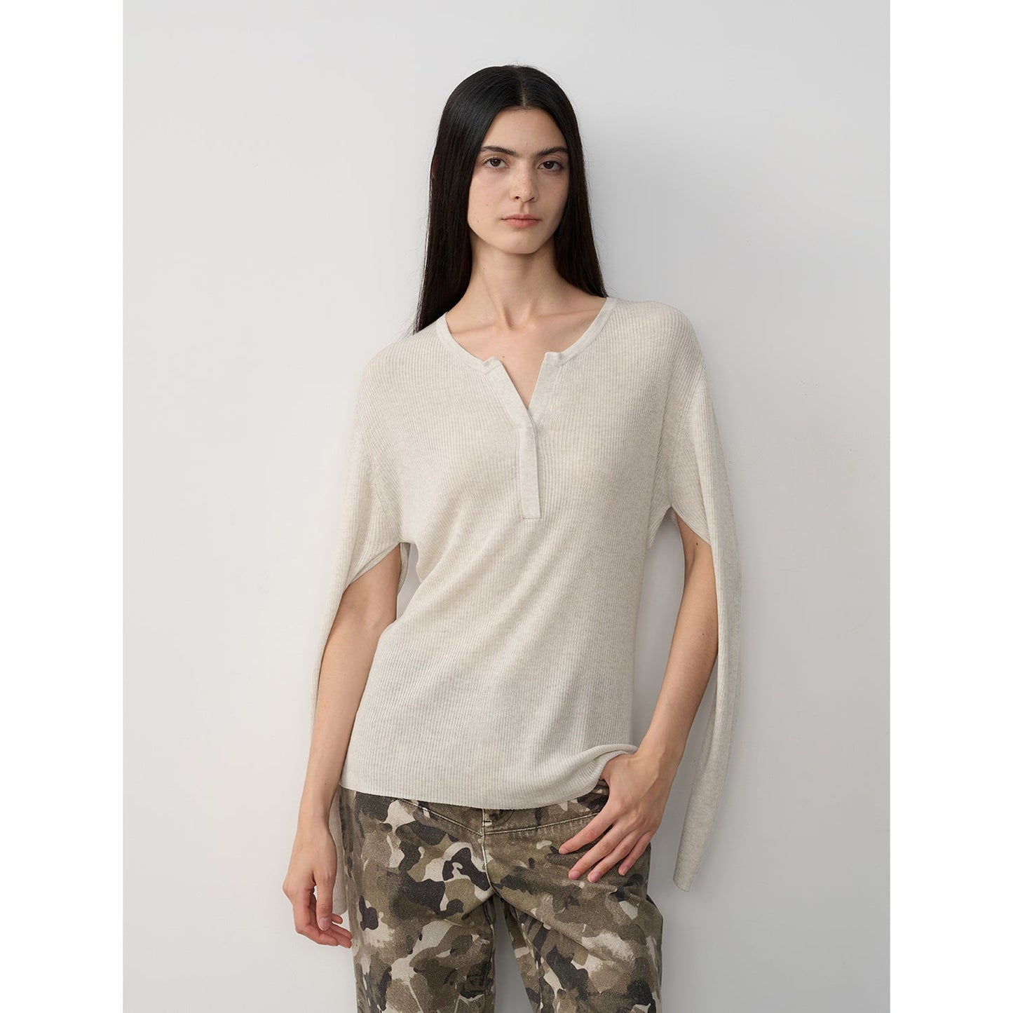 "Moonlight Schumann" Tencel wool blend long-sleeved sweater thin top-7