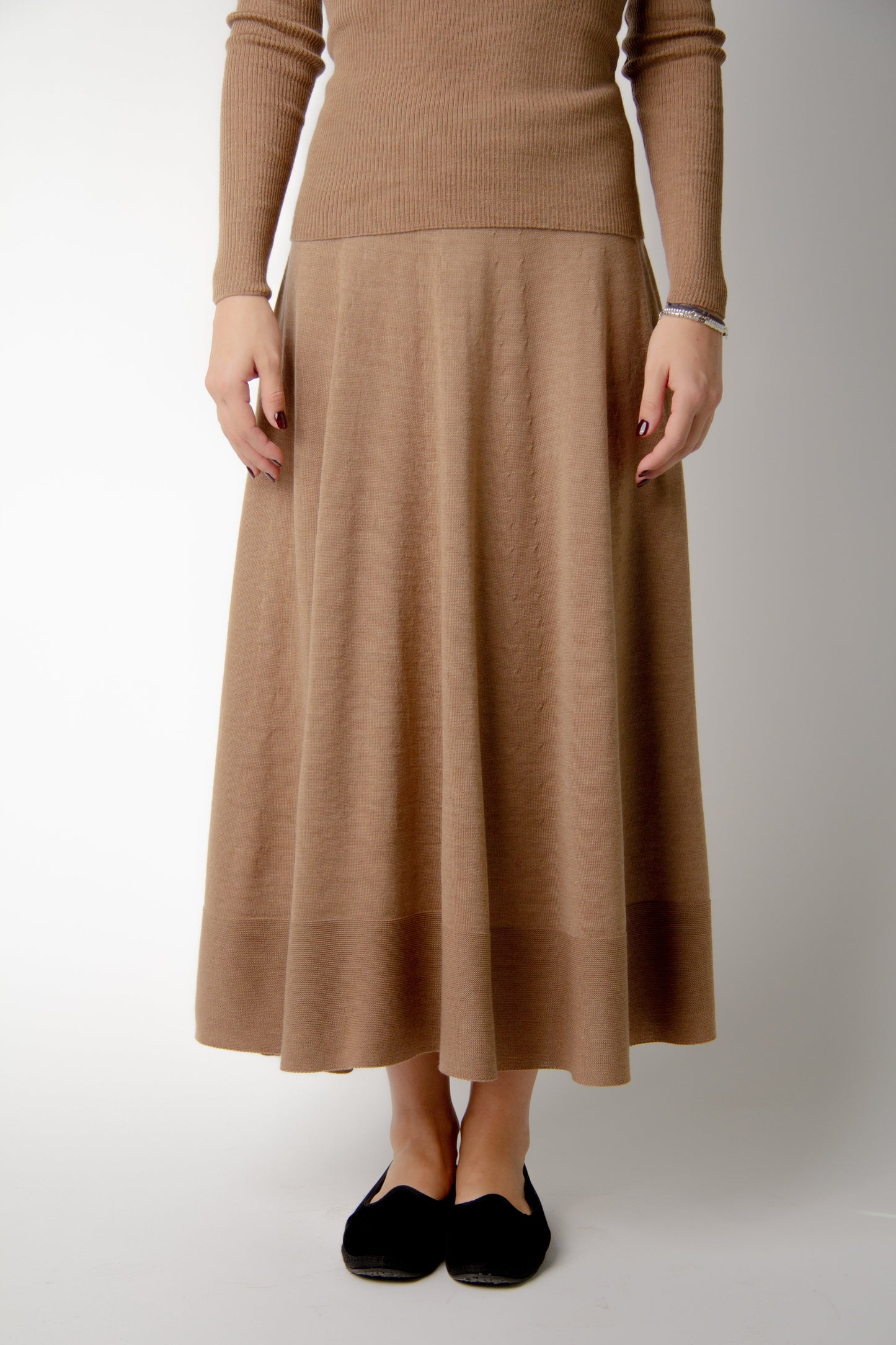 Extra Fine Merino Wool A-Line Skirt (3D-Knit)-10