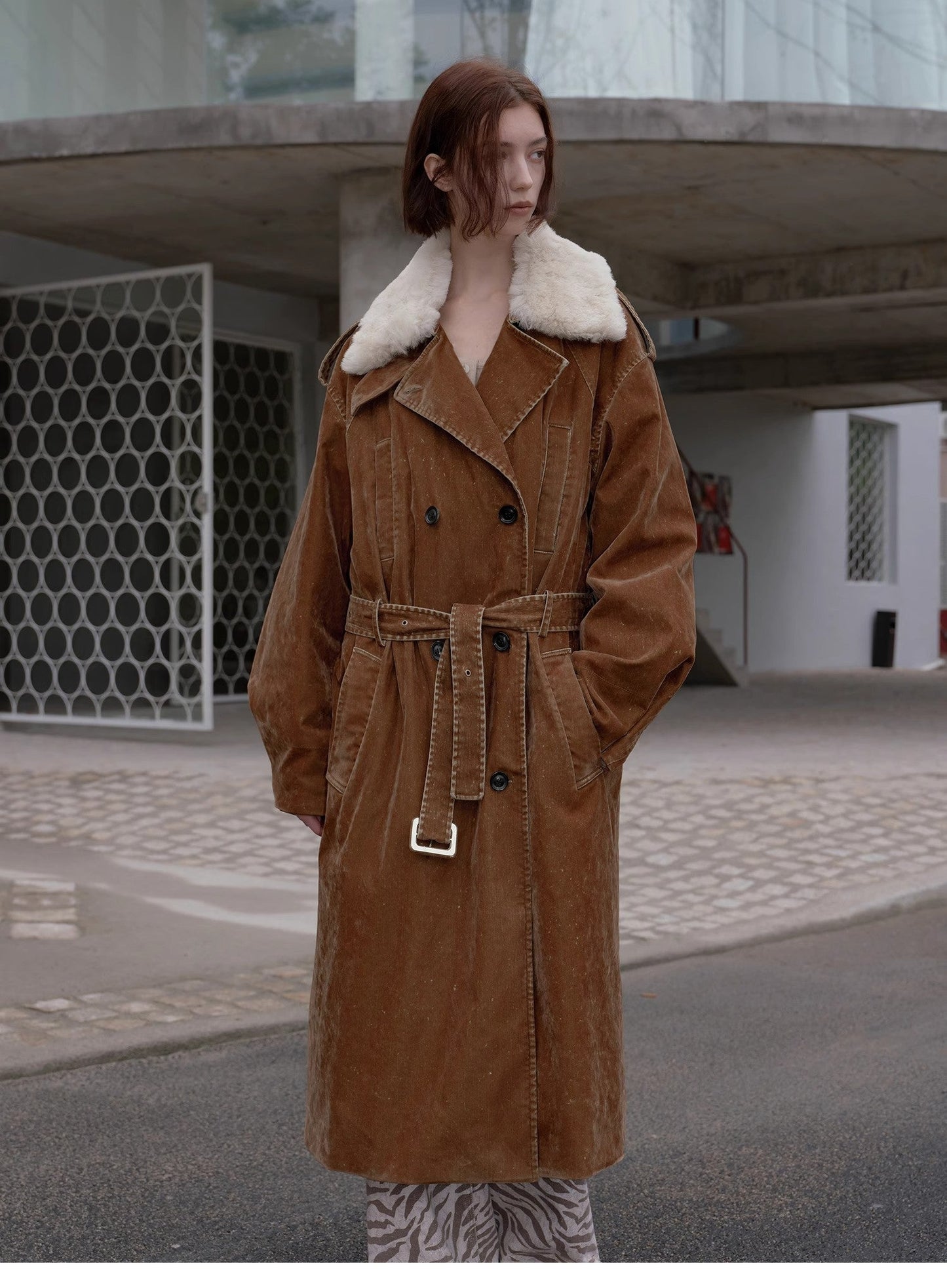 "Windbreaker and Winter" Detachable Wool Lapel Long Windbreaker Parka White Goose Down Down Jacket Winter-4