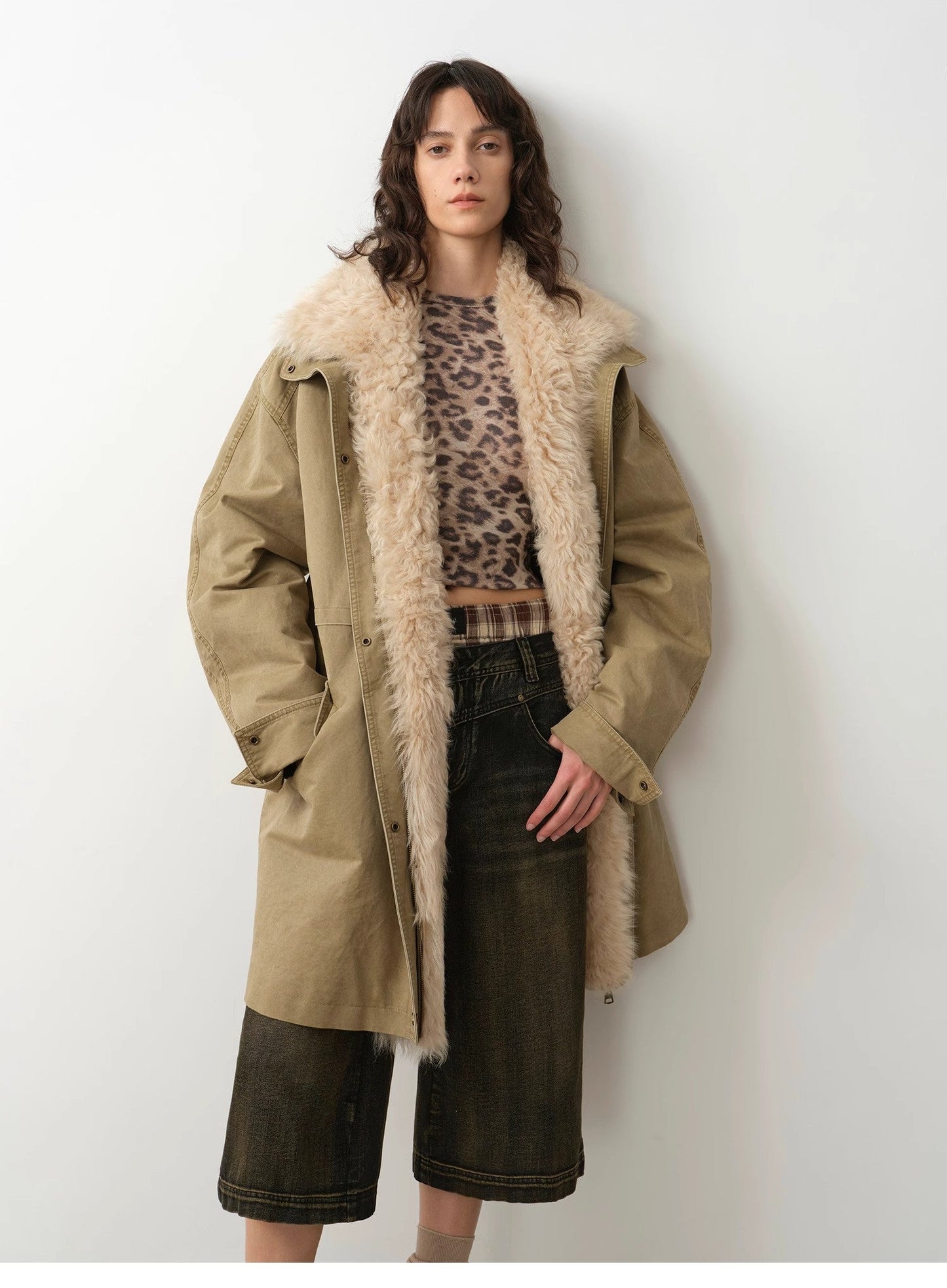 "Cool Denim" 90 goose down jacket workwear style detachable toka silhouette parka jacket for women-1