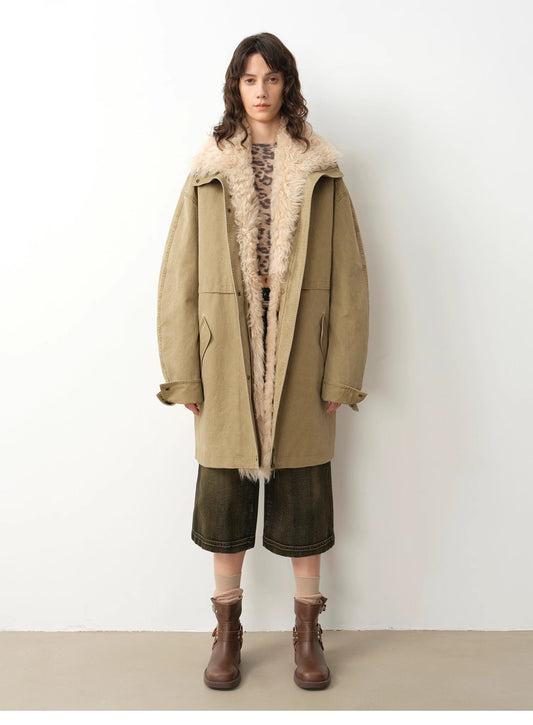 "Cool Denim" 90 goose down jacket workwear style detachable toka silhouette parka jacket for women-0