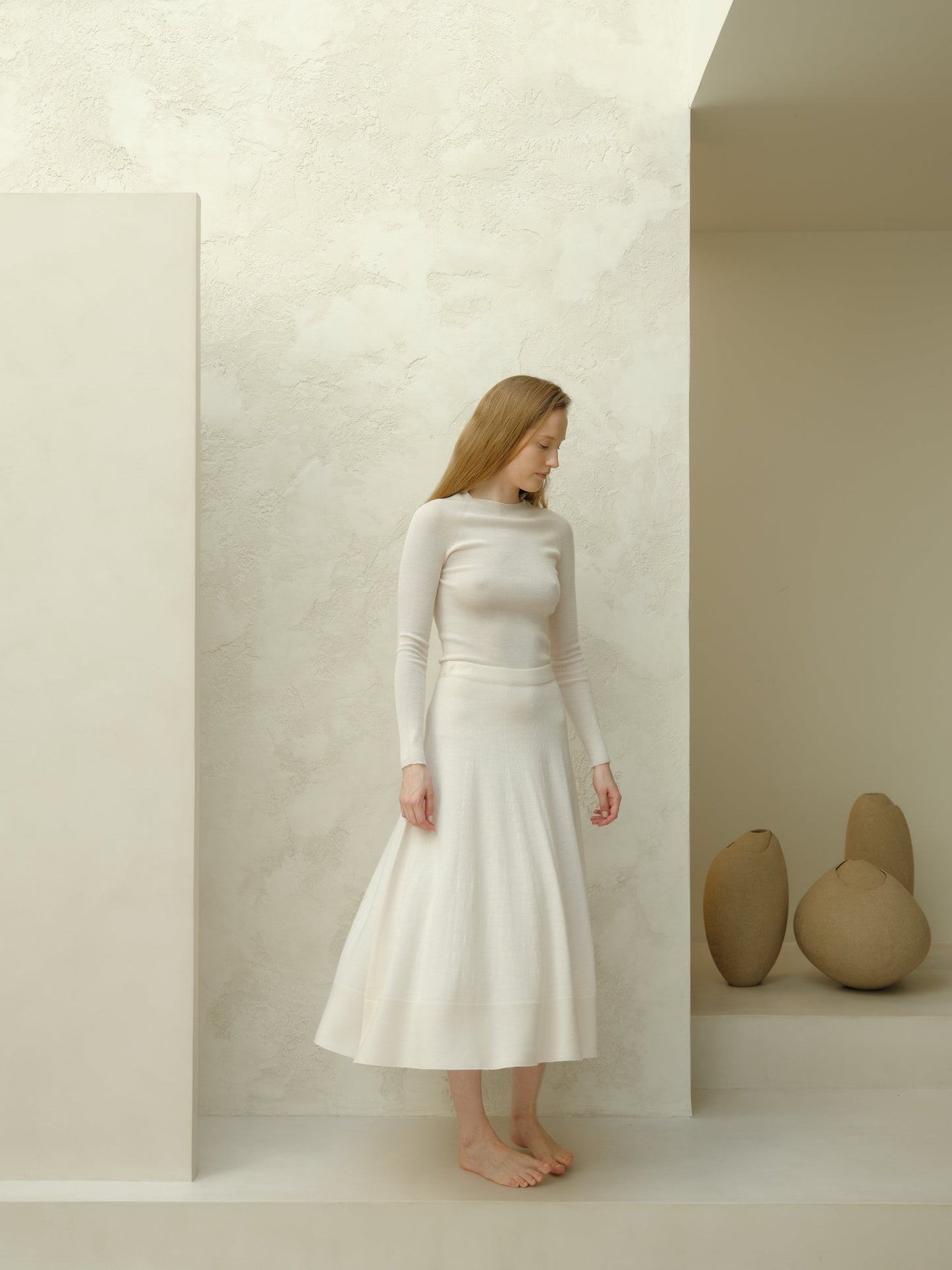 Extra Fine Merino Wool A-Line Skirt (3D-Knit)-8