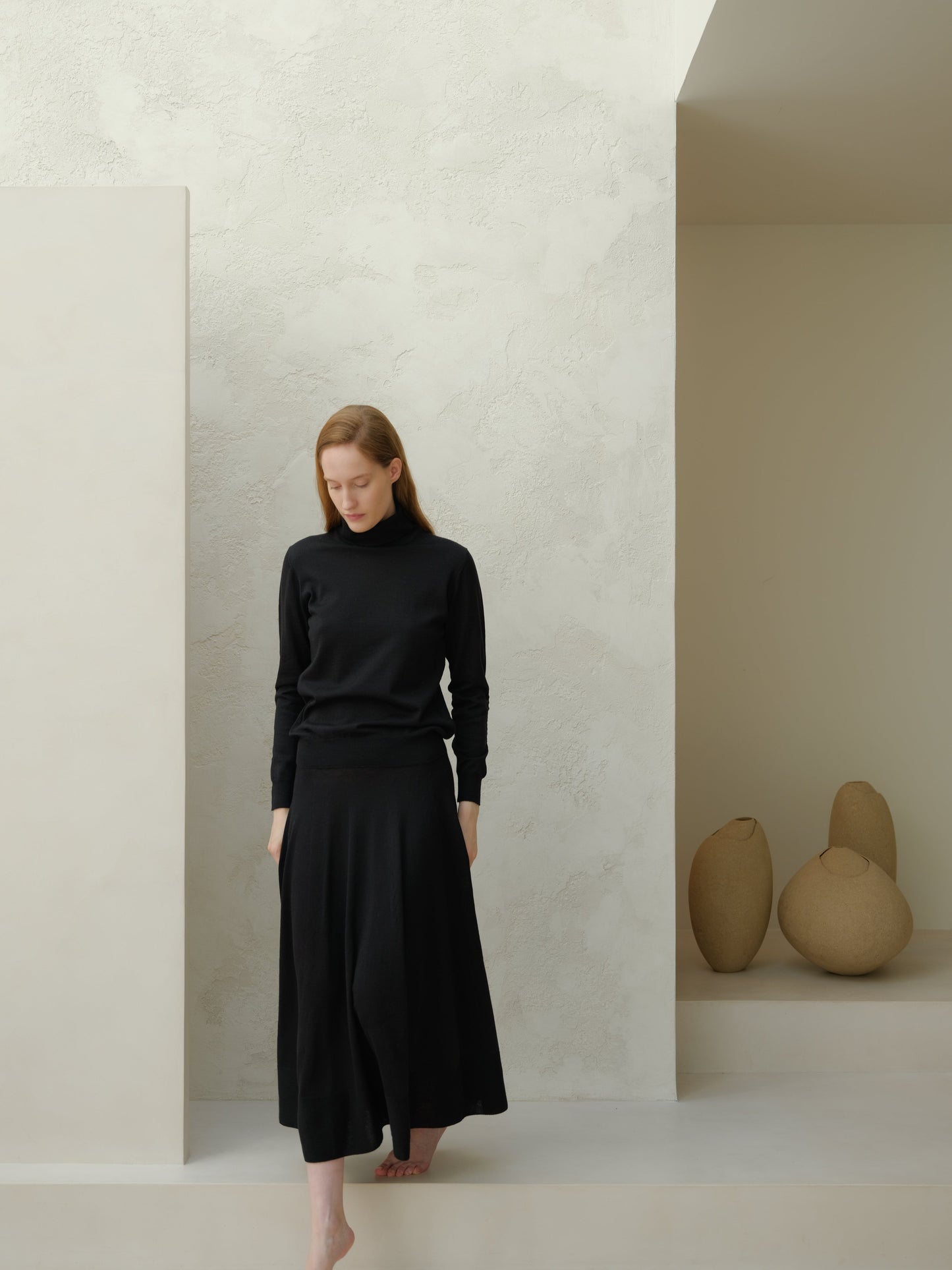 Extra Fine Merino Wool A-Line Skirt (3D-Knit)-6