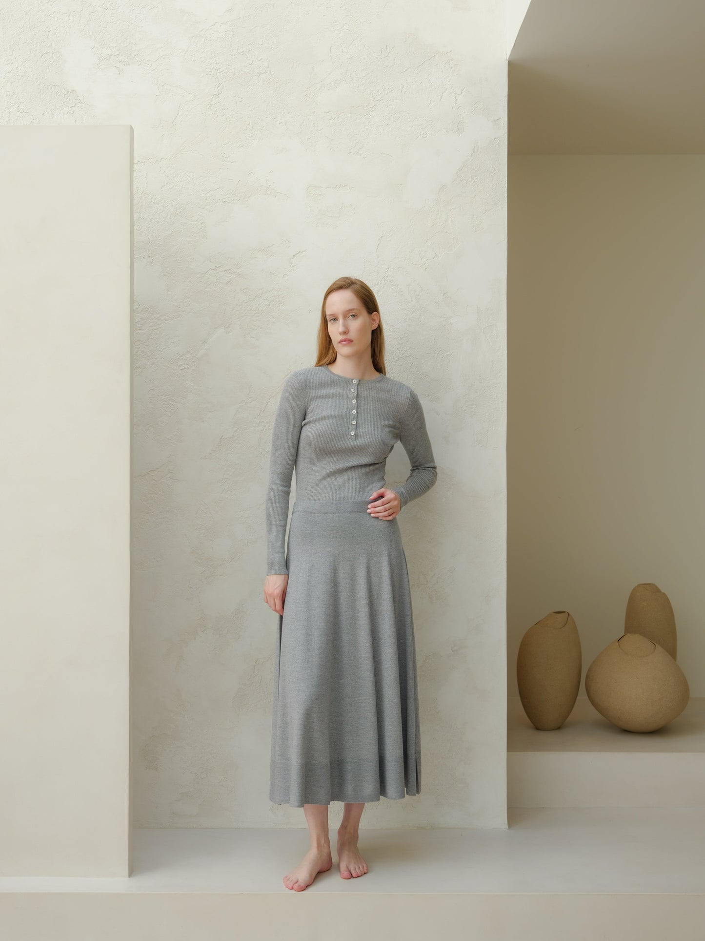 Extra Fine Merino Wool A-Line Skirt (3D-Knit)-7