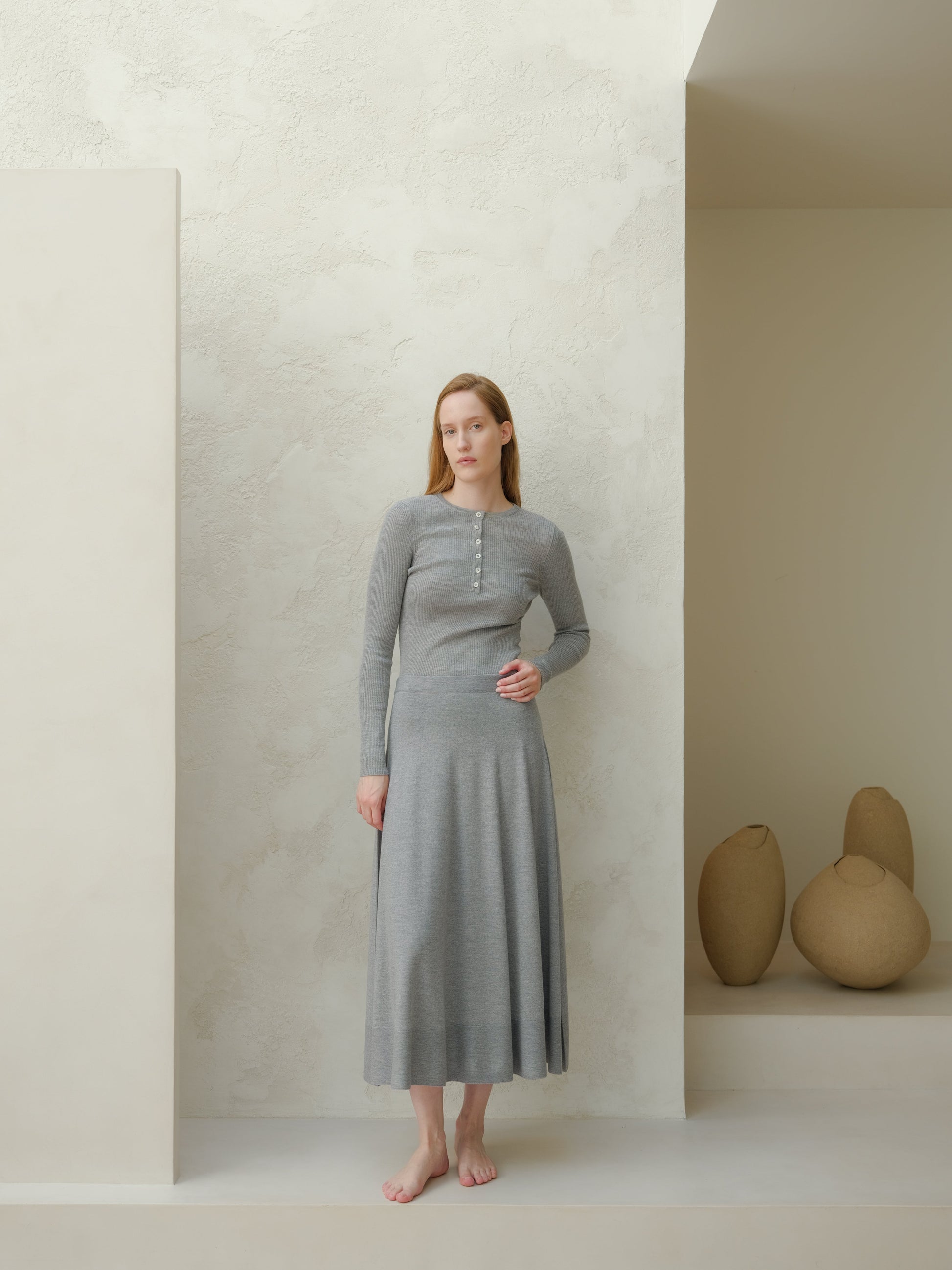 Extra Fine Merino Wool A-Line Skirt (3D-Knit)-7