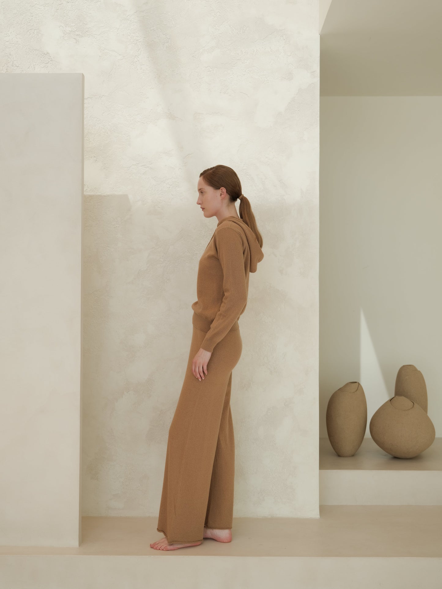 Cashmere Mix Wide Legged Light Pants (3D-Knit)-12