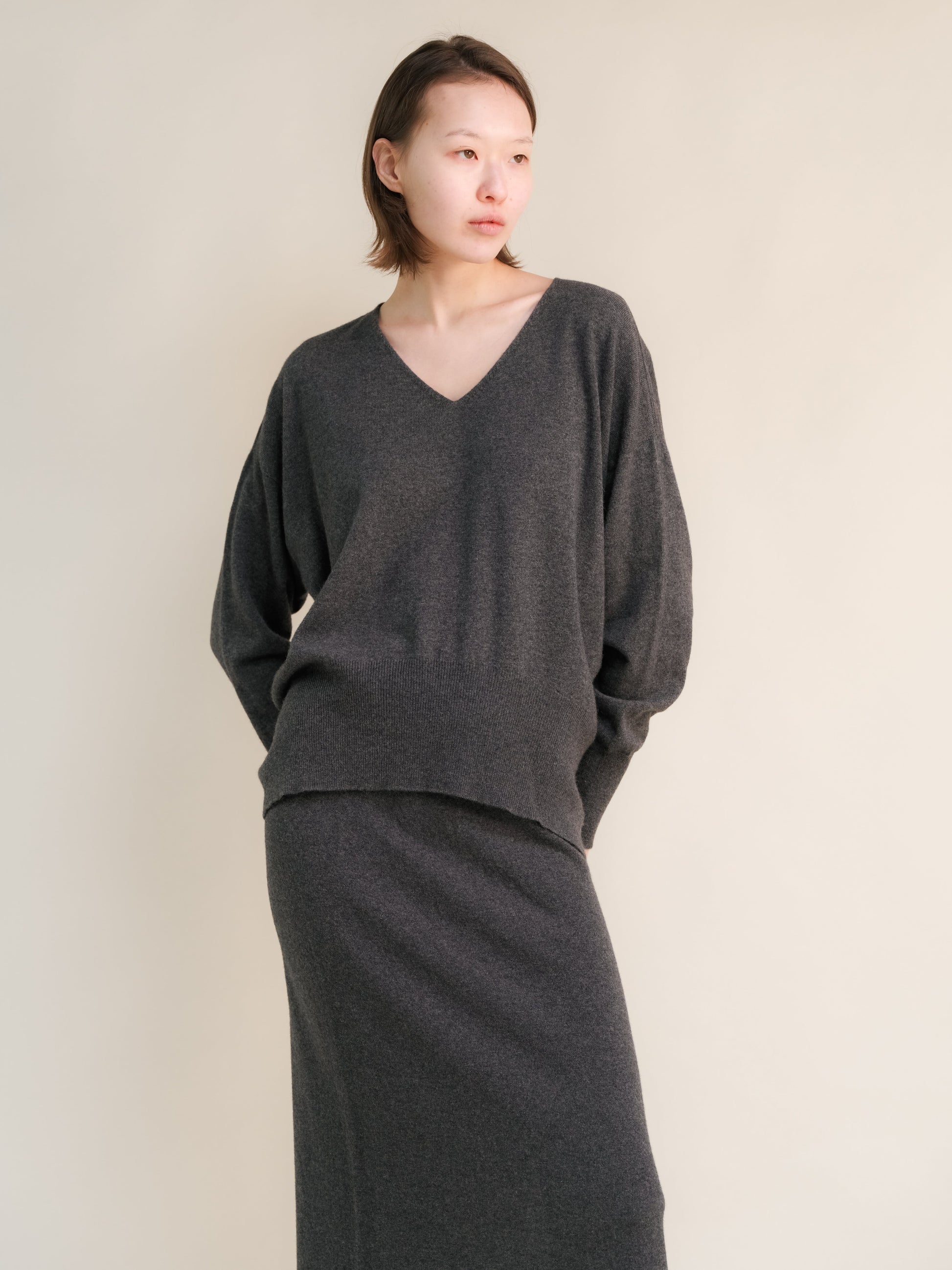Cashmere Mix Maxi V-Neck Sweater-11