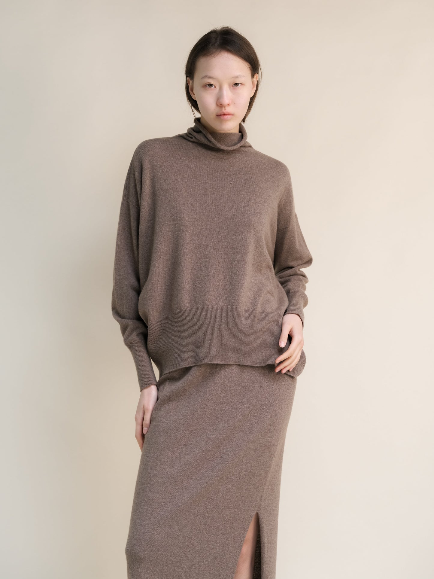 Cashmere Mix Maxi Turtleneck Sweater (3D-Knit)-11