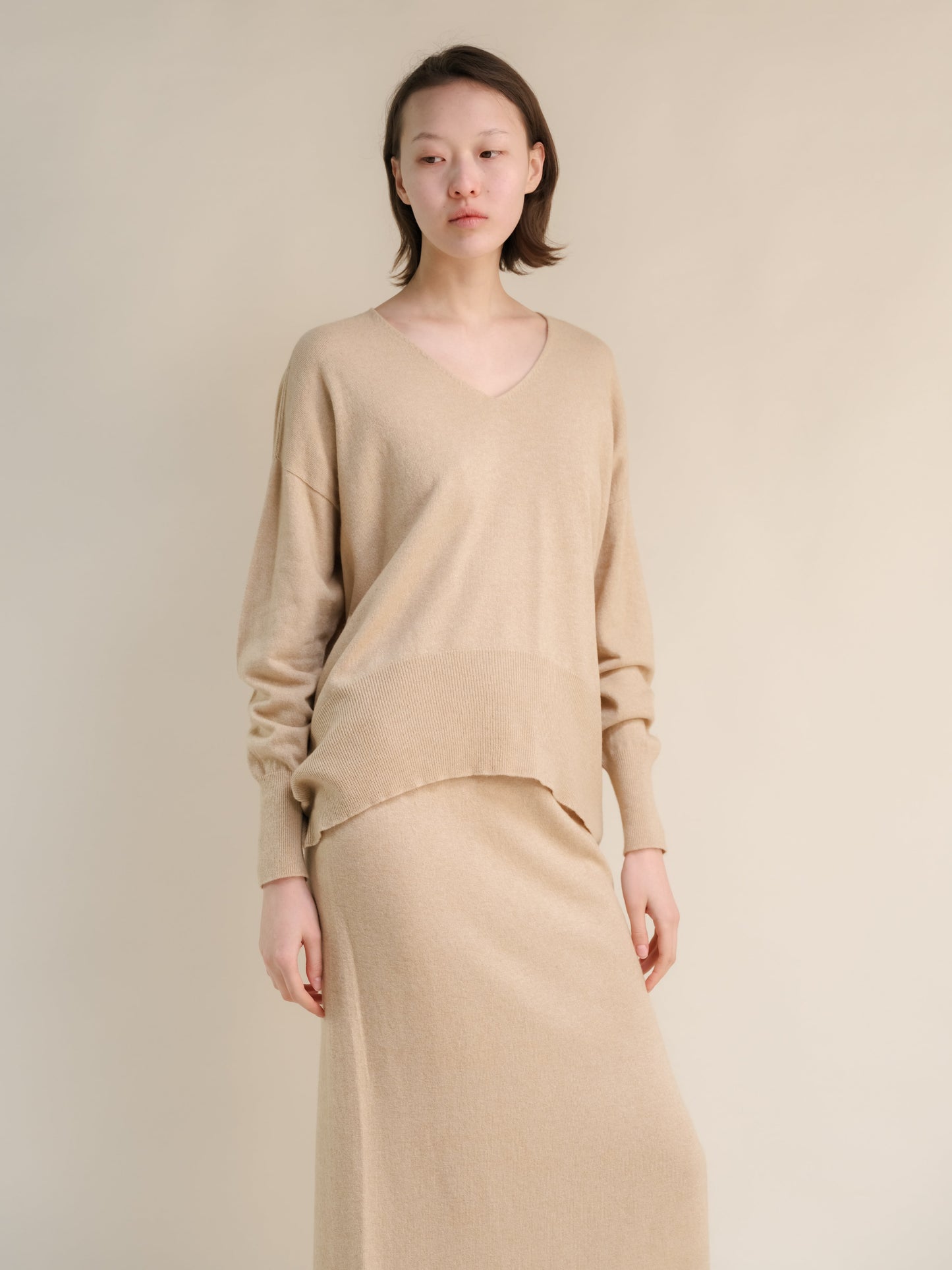 Cashmere Mix Maxi V-Neck Sweater-16