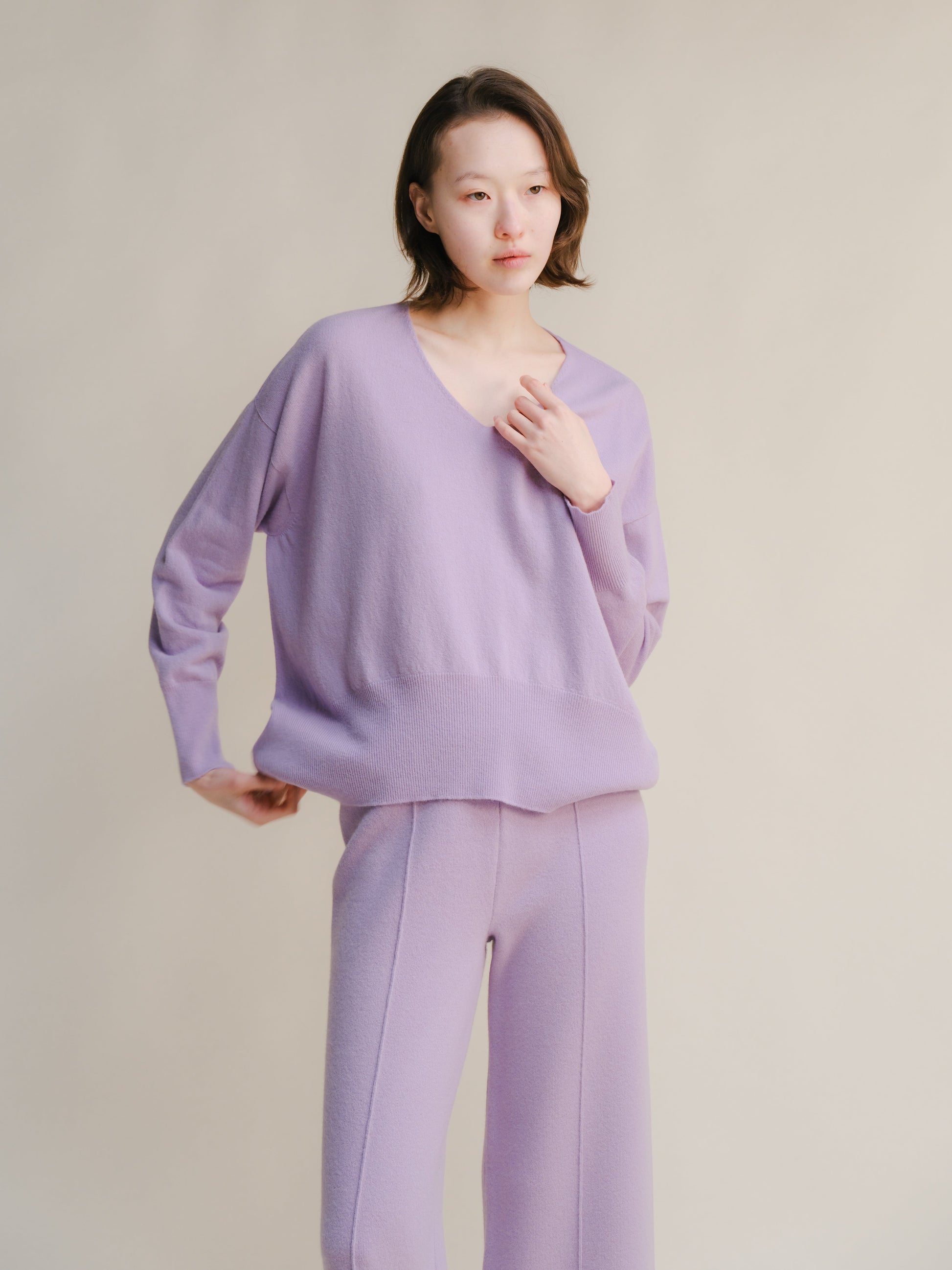 Cashmere Mix Maxi V-Neck Sweater-17