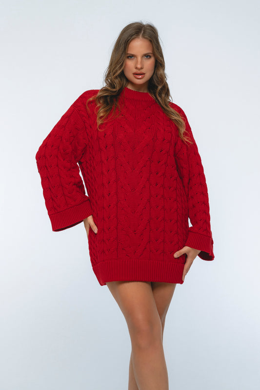 Cozy Cable-Knit Sweater Dress-0