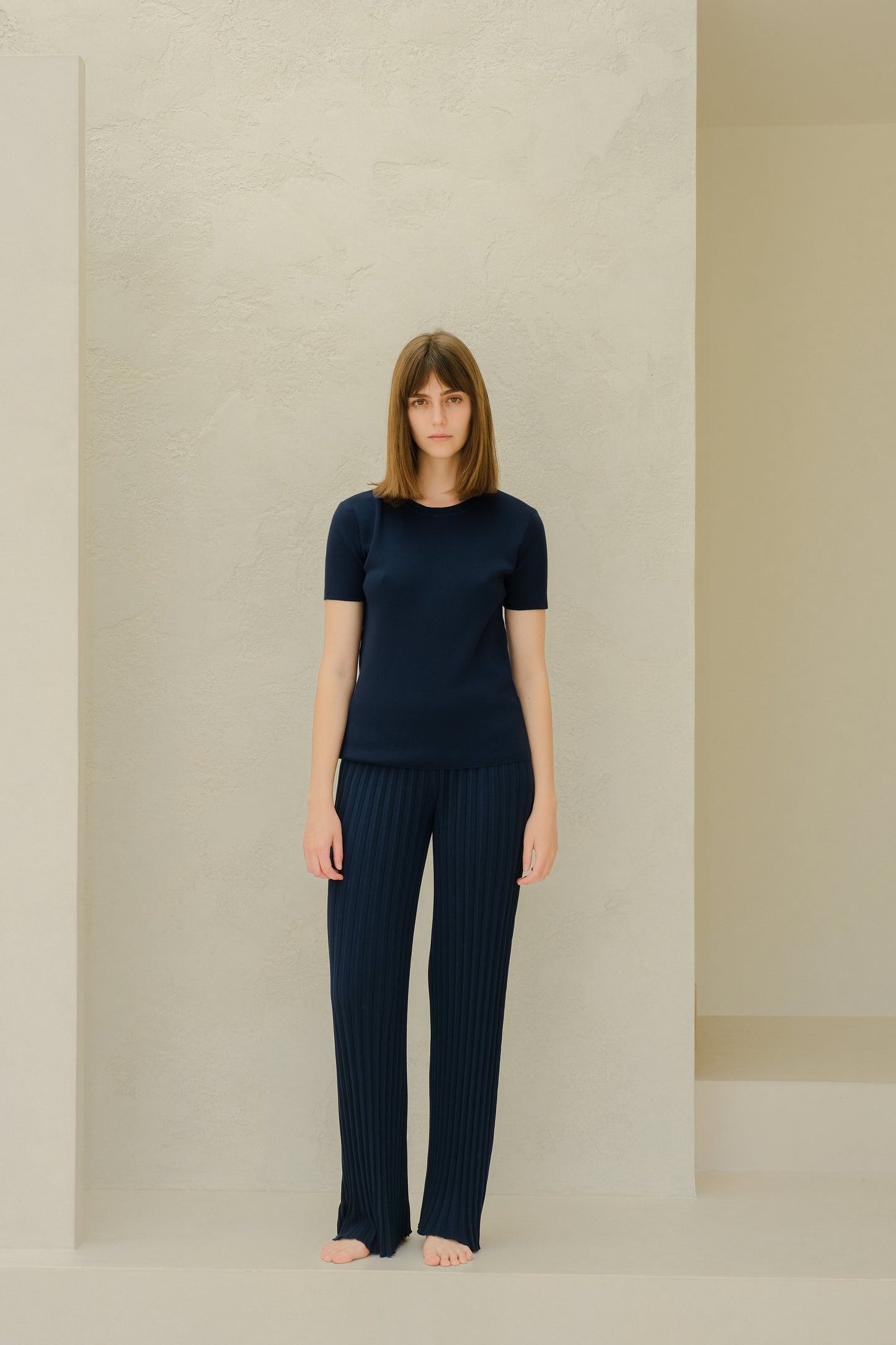 Fine Cotton Plissé Pants (3D-Knit)-12