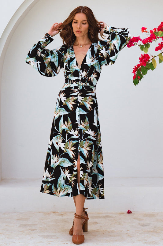 Juliette Pearl Buttons Midi Dress-10