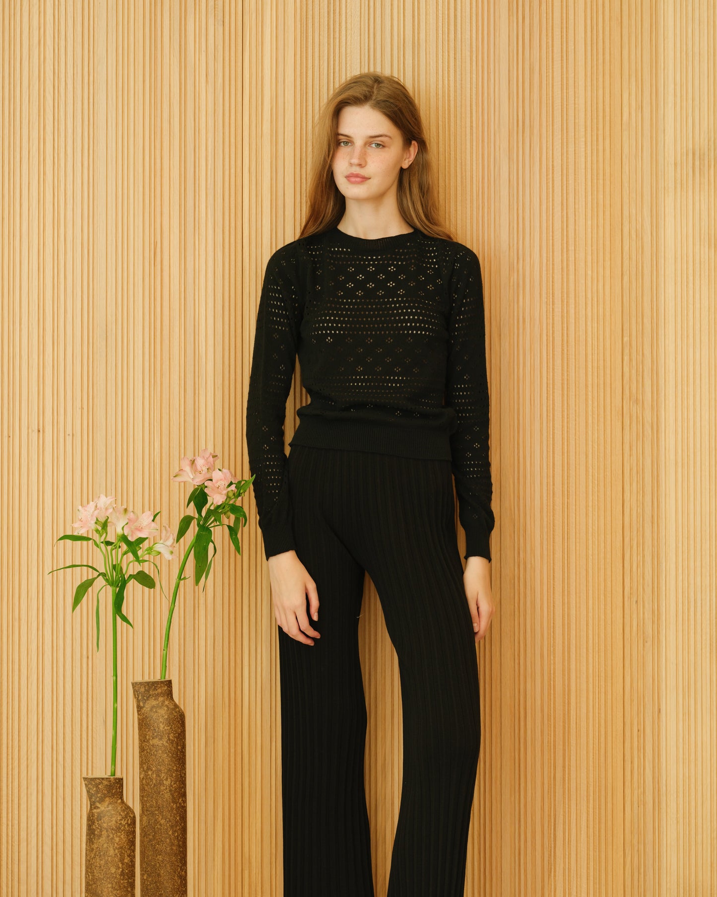 Fine Cotton Pointelle Sweater (3D-Knit)-8