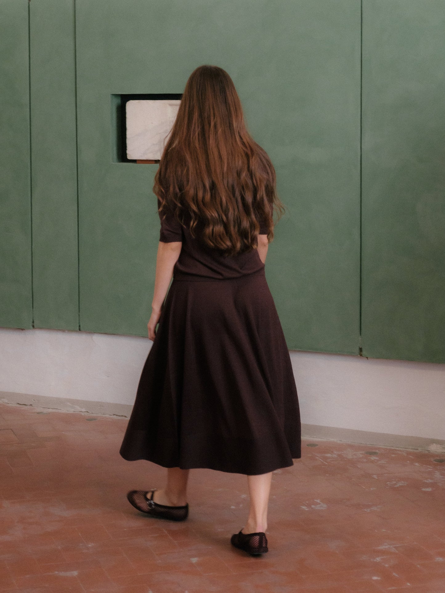 Extra Fine Merino Wool A-Line Skirt (3D-Knit)-4