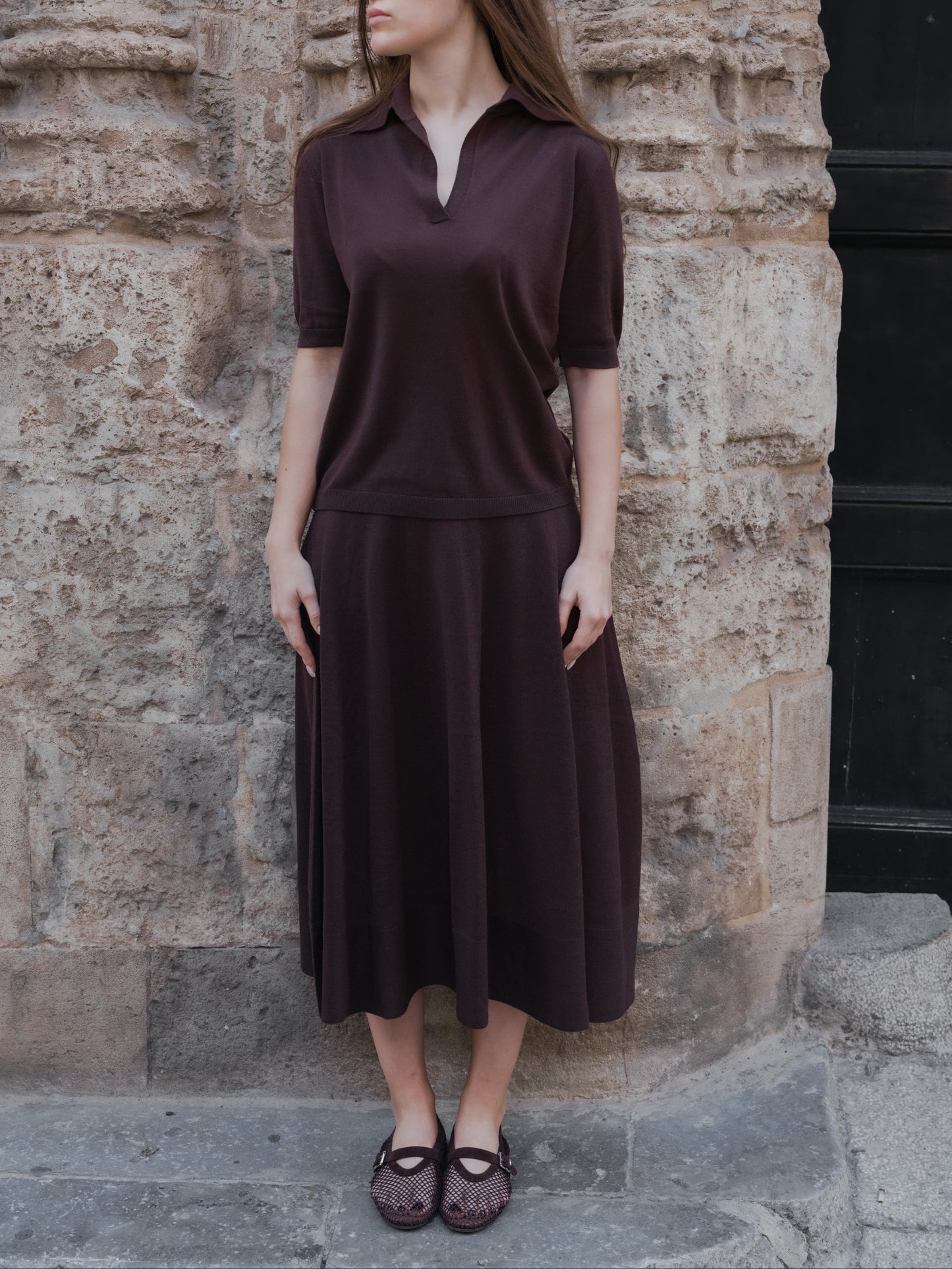 Extra Fine Merino Wool A-Line Skirt (3D-Knit)-2