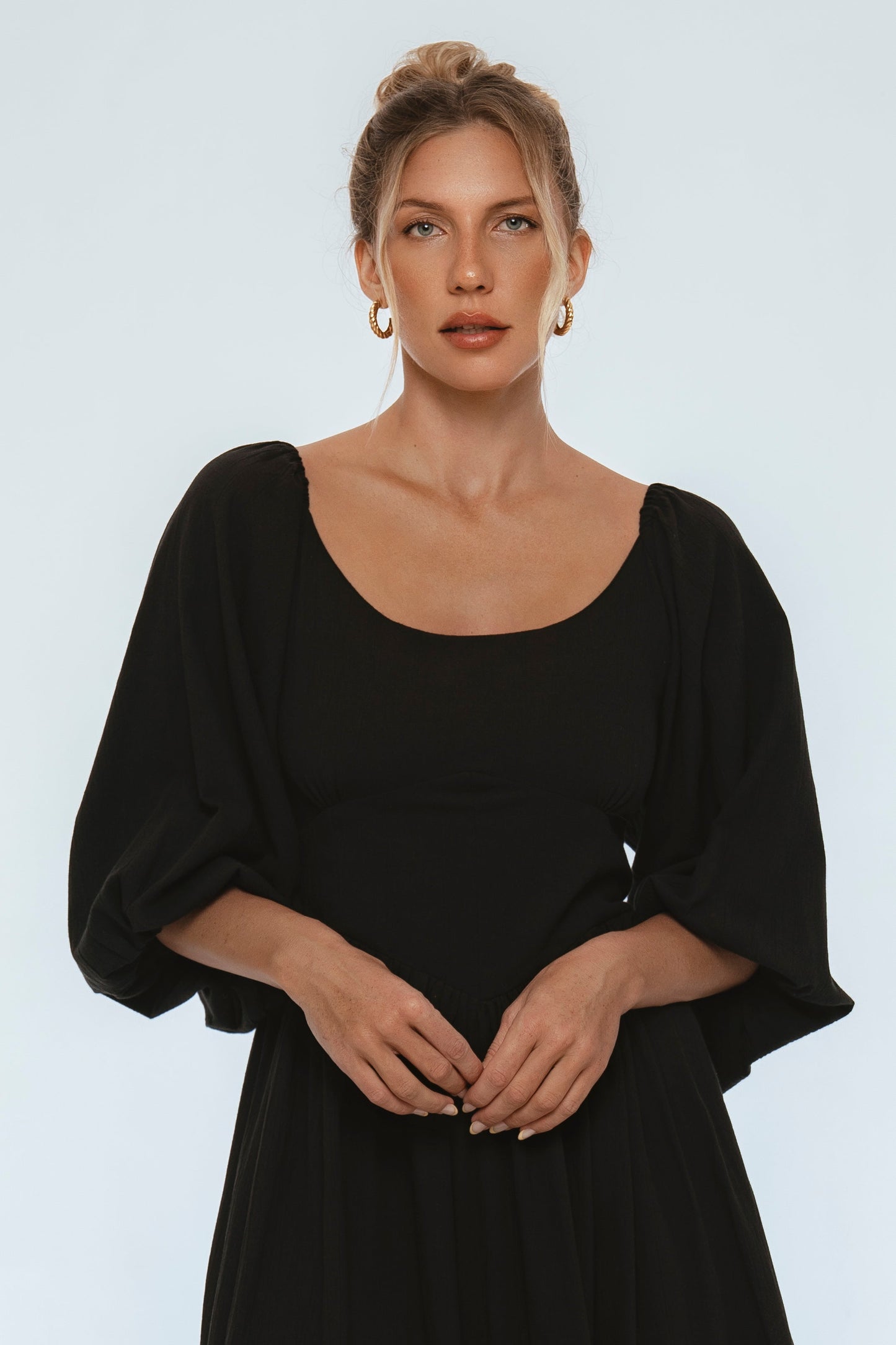 Genevieve Puff Sleeve Midi Dress-3