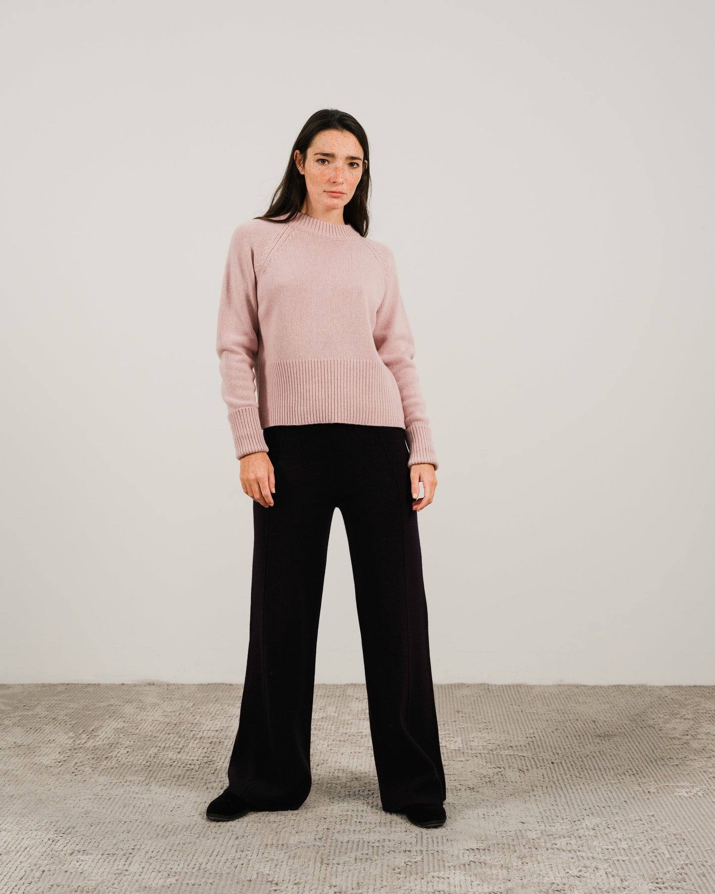 Cashmere Mix Roll-Up Cuff Crewneck Sweater-9