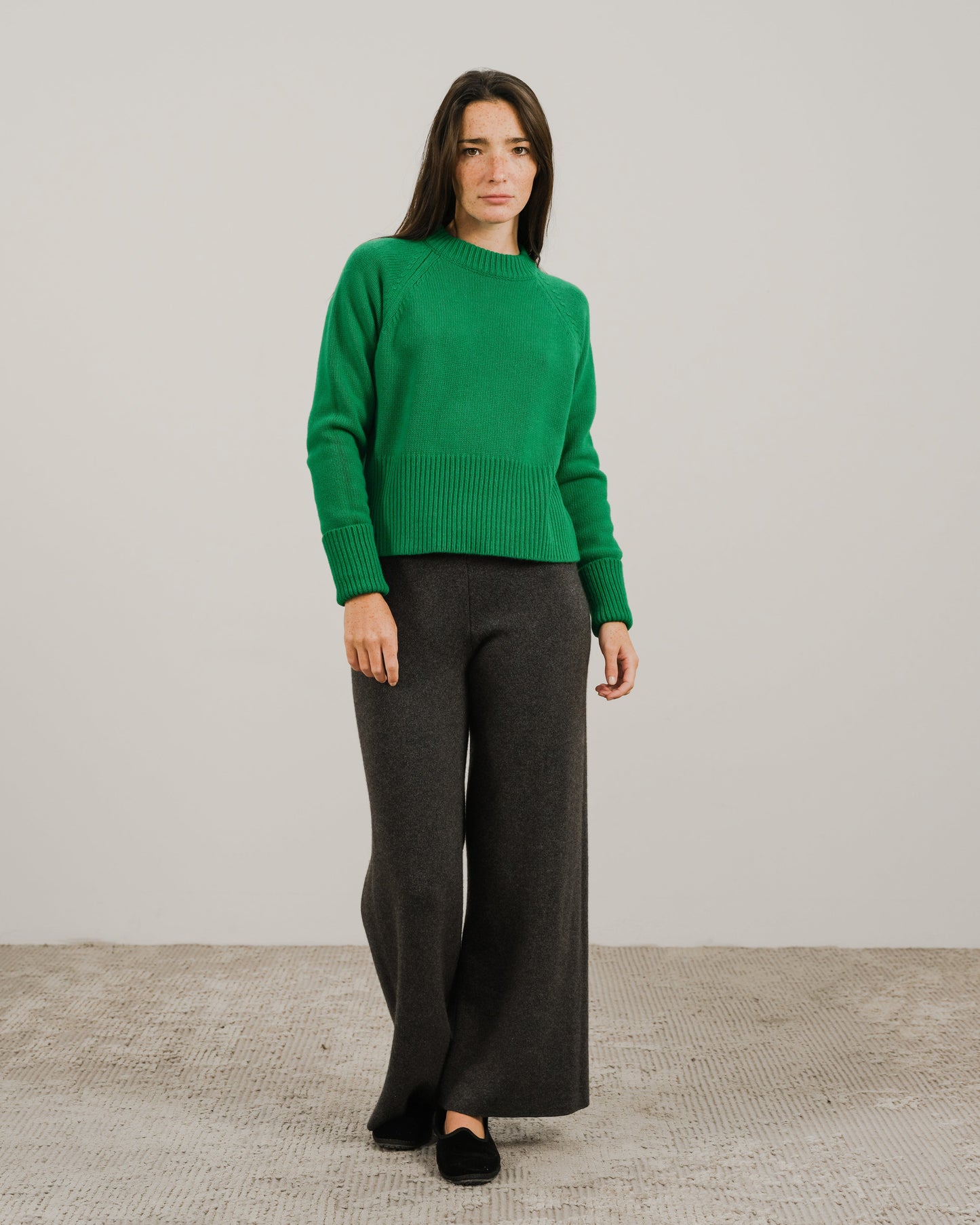 Cashmere Mix Roll-Up Cuff Crewneck Sweater-10