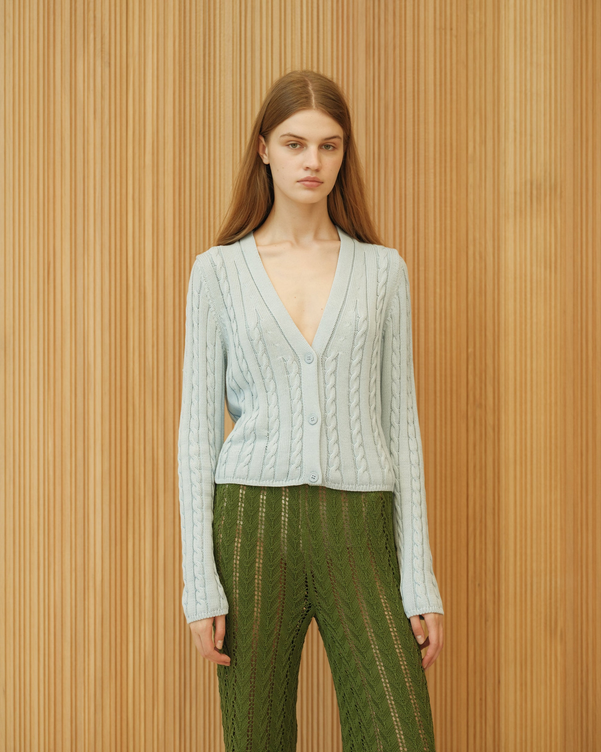 Fine Cotton Cable Cardigan-1