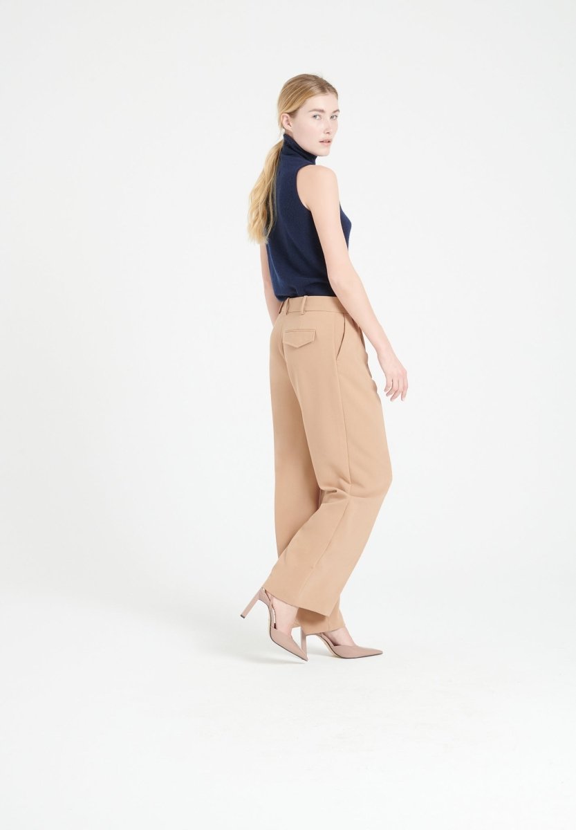 Pull col roulé sans manches femme en cachemire bleu marine - LILLY 13-4