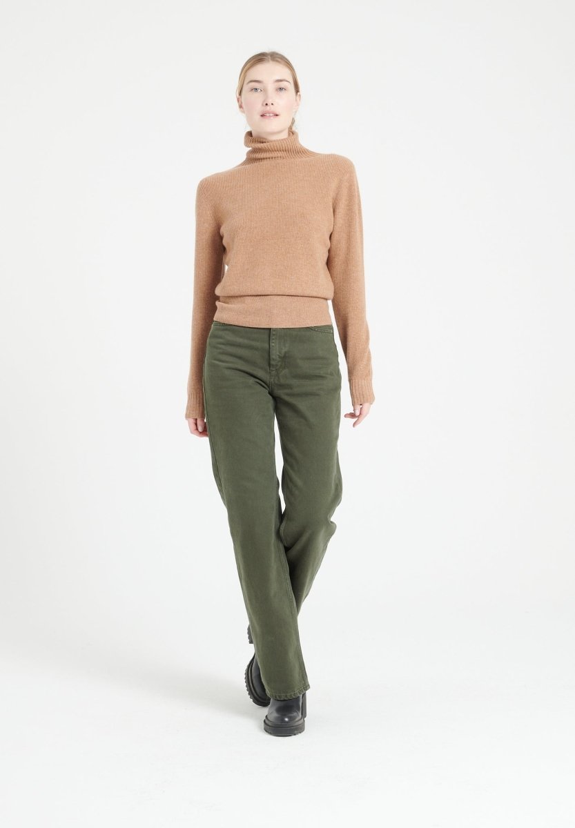 Pull col roulé femme en cachemire camel - LILLY 21-2