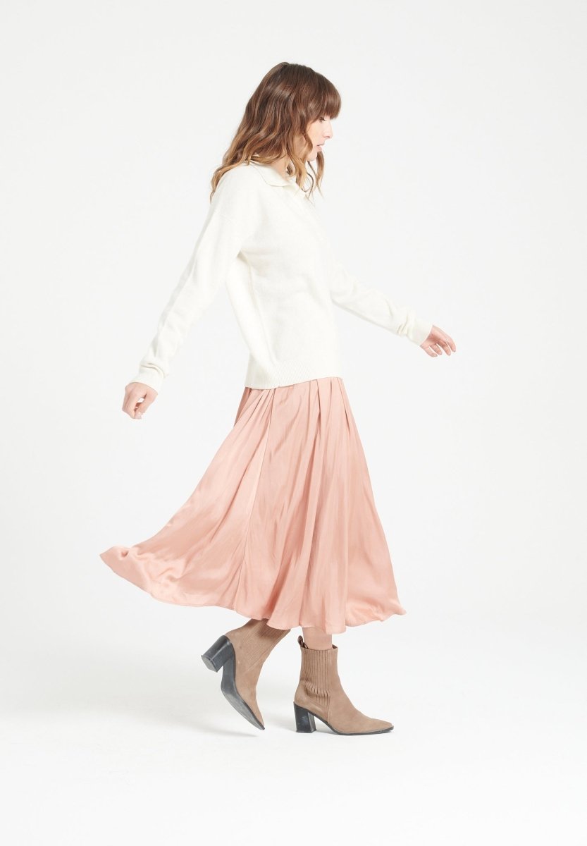 Polo manches longues femme en cachemire blanc écru - MIA 3-3