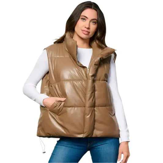 Women’s Khaki Puffer Vest-0